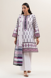 3 Piece Printed Lawn Suit – Porcelain Lace (Unstitched) | Beechtree 2025 Summer Collection